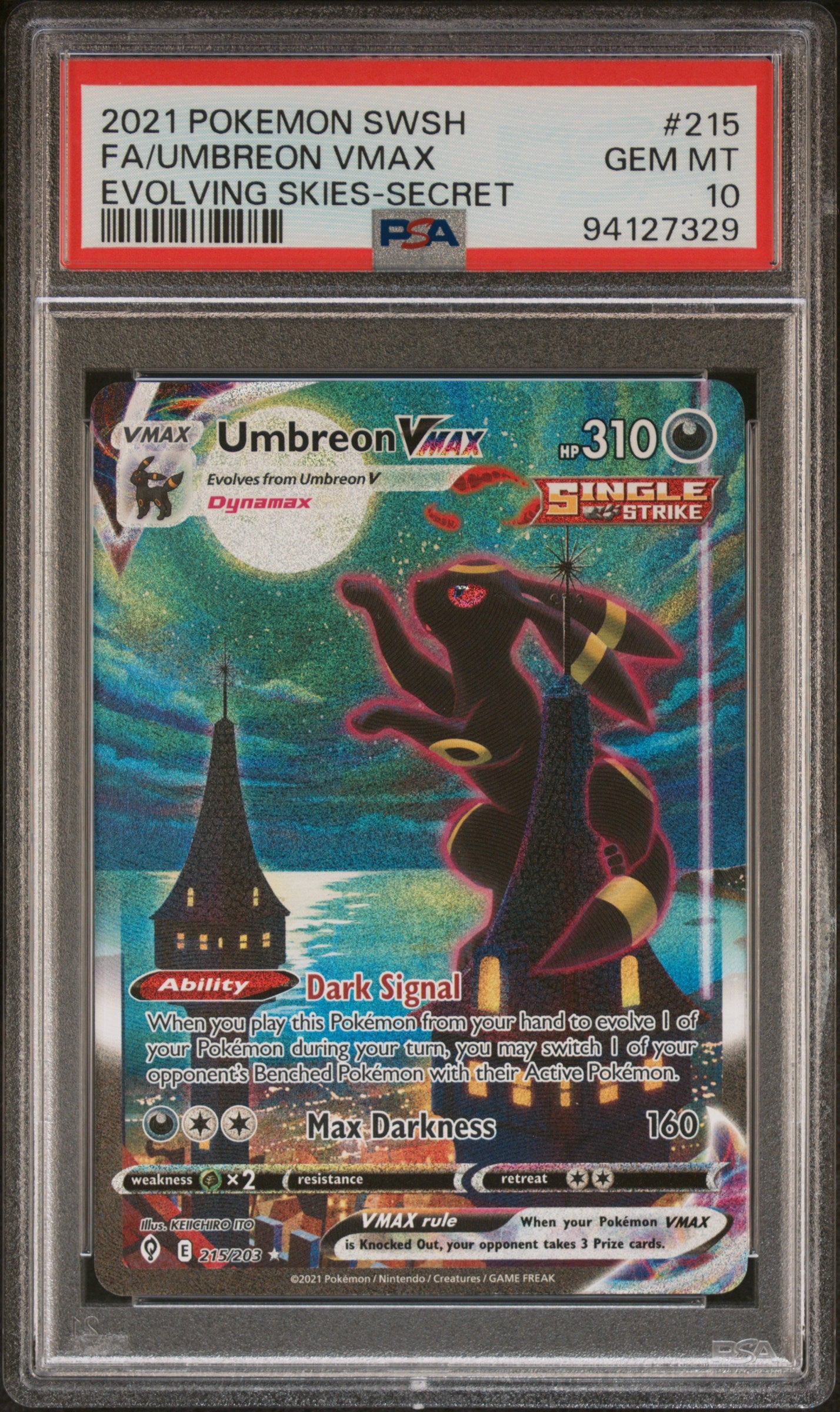 UMBREON VMAX FULL ART #215 PSA 10